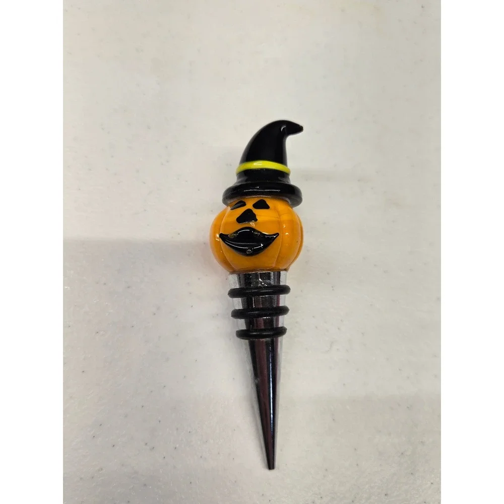Halloween Pumpkin Witch Hat Glass Wine‎ Bottle Stopper Jack-O-Lantern Barware